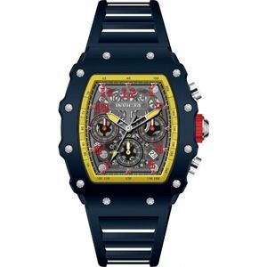 INVICTA RACING CHRONOGRAPH WATCH BLUE SILICON STRAP/YELLOW ACCENTS MEN-69739